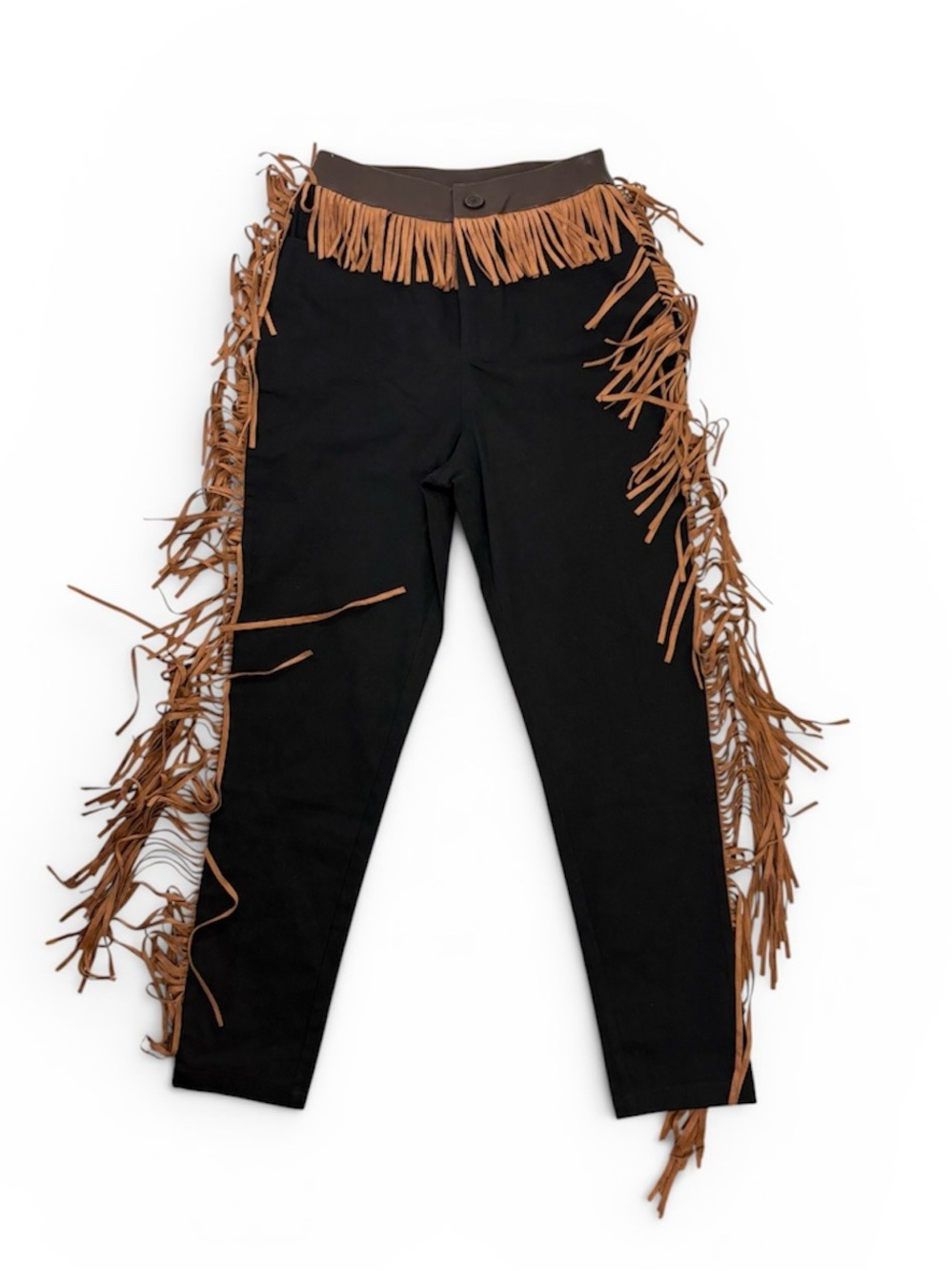 OYROSY Black & Brown Fringe Denim Jeans XS